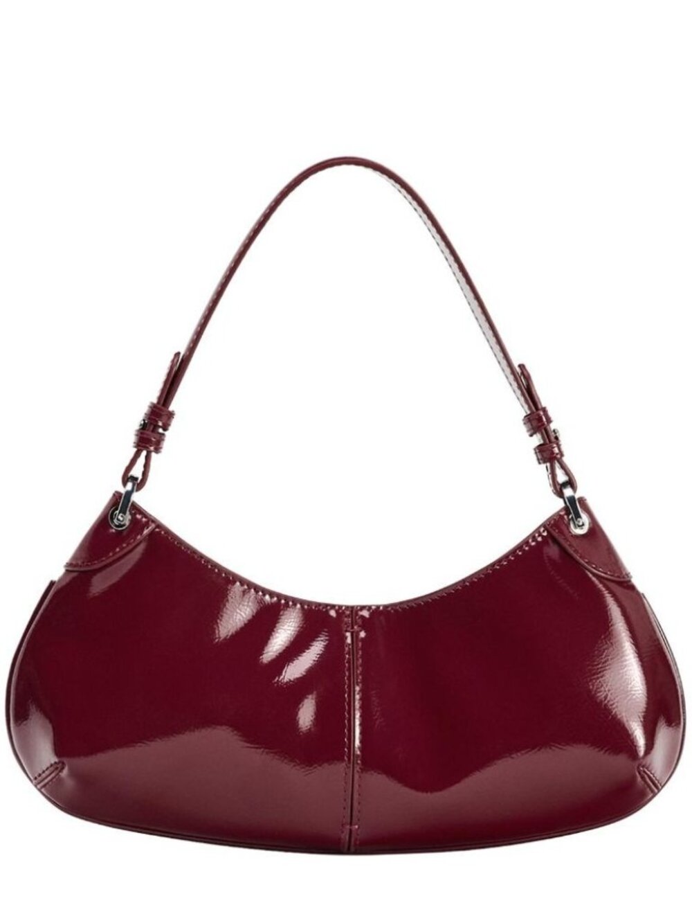 Zara Burgundy Patent Leather Mini Shoulder Bag Y2K